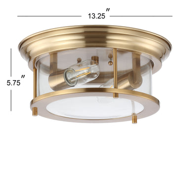 Lauren 13.25" Metal/Glass LED Flush Mount - JONATHAN Y